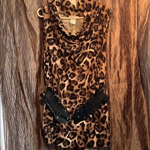 Rapture wear leopard print sleeveless top belted